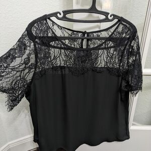 Black lace top blouse